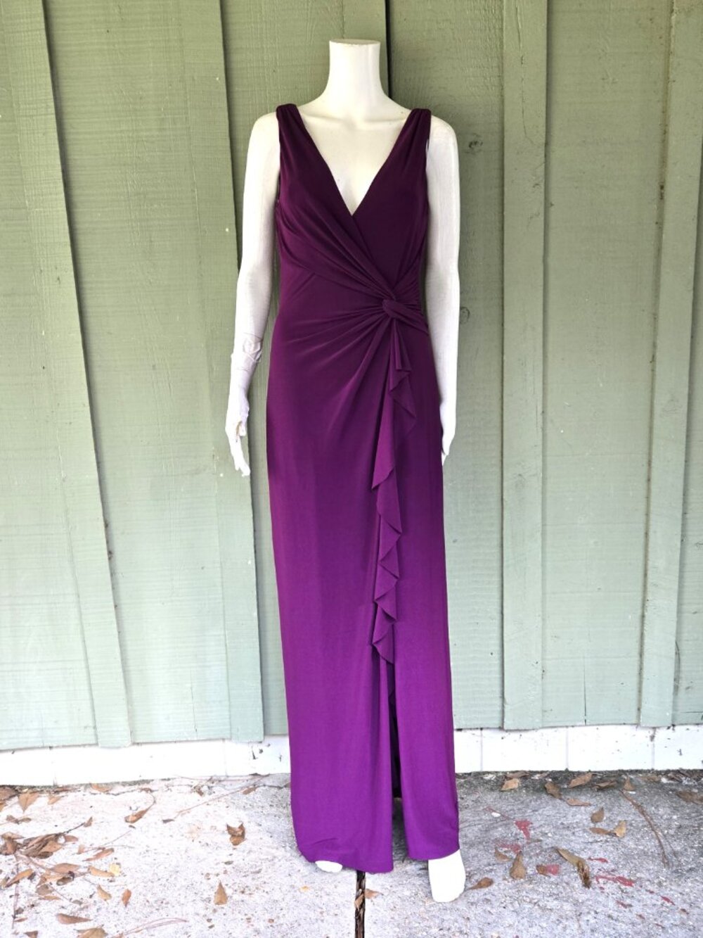 LAUREN Ralph Lauren Plum Slinky Evening Gown Formal Dress 8